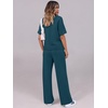 image:imageANRABESS Womens Lounge Sets 2 Piece Outfits 2026 Summer Casual Short Sleeve Sweatsuits Matching Tracksuits Wide Leg Pant SetLake Green
