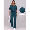 image:imageANRABESS Womens Lounge Sets 2 Piece Outfits 2026 Summer Casual Short Sleeve Sweatsuits Matching Tracksuits Wide Leg Pant SetLake Green
