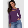 image:imageANRABESS Womens Ribbed Cutout Long Sleeve Shirts  Soft Stretch Tops Basic Layering Tees Casual Daily Wear Date Night Going Out Shirts Fall Winter Transition OutfitsPurple