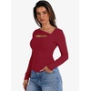 image:imageANRABESS Womens Ribbed Cutout Long Sleeve Shirts  Soft Stretch Tops Basic Layering Tees Casual Daily Wear Date Night Going Out Shirts Fall Winter Transition OutfitsRed