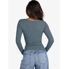 image:imageANRABESS Womens Ribbed Cutout Long Sleeve Shirts  Soft Stretch Tops Basic Layering Tees Casual Daily Wear Date Night Going Out Shirts Fall Winter Transition OutfitsGrey Blue