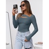 image:imageANRABESS Womens Ribbed Cutout Long Sleeve Shirts  Soft Stretch Tops Basic Layering Tees Casual Daily Wear Date Night Going Out Shirts Fall Winter Transition OutfitsGrey Blue