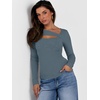 image:imageANRABESS Womens Ribbed Cutout Long Sleeve Shirts  Soft Stretch Tops Basic Layering Tees Casual Daily Wear Date Night Going Out Shirts Fall Winter Transition OutfitsGrey Blue
