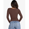 image:imageANRABESS Womens Ribbed Cutout Long Sleeve Shirts  Soft Stretch Tops Basic Layering Tees Casual Daily Wear Date Night Going Out Shirts Fall Winter Transition OutfitsRed Brown