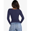 image:imageANRABESS Womens Ribbed Cutout Long Sleeve Shirts  Soft Stretch Tops Basic Layering Tees Casual Daily Wear Date Night Going Out Shirts Fall Winter Transition OutfitsNavy Blue