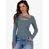 image:imageANRABESS Womens Ribbed Cutout Long Sleeve Shirts  Soft Stretch Tops Basic Layering Tees Casual Daily Wear Date Night Going Out Shirts Fall Winter Transition OutfitsGrey Blue