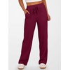 image:imageANRABESS Womens Ribbed Knit Lounge Pajama Pants Soft Fuzzy Comfy Wide Leg Drawstring Fall Loose Pj Bottoms with PocketsBurgundy