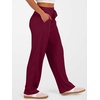 image:imageANRABESS Womens Ribbed Knit Lounge Pajama Pants Soft Fuzzy Comfy Wide Leg Drawstring Fall Loose Pj Bottoms with PocketsBurgundy