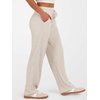 image:imageANRABESS Womens Ribbed Knit Lounge Pajama Pants Soft Fuzzy Comfy Wide Leg Drawstring Fall Loose Pj Bottoms with PocketsLight Khaki