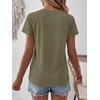 image:imageANRABESS Womens Short Sleeve Lace Top 2026 Henley V Neck Shirts Versatile Trendy Casual Office Outfits for Work amp SummerArmy Green