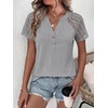 image:imageANRABESS Womens Short Sleeve Lace Top 2026 Henley V Neck Shirts Versatile Trendy Casual Office Outfits for Work amp SummerGray