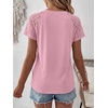 image:imageANRABESS Womens Short Sleeve Lace Top 2026 Henley V Neck Shirts Versatile Trendy Casual Office Outfits for Work amp SummerPink