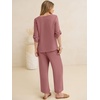 image:imageANRABESS Womens Summer 2 Piece Lounge Sets 34 Sleeve V Neck Top Wide Leg Palazzo Pants Set 2026 Beach Travel OutfitsDusty Rose