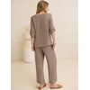 image:imageANRABESS Womens Summer 2 Piece Lounge Sets 34 Sleeve V Neck Top Wide Leg Palazzo Pants Set 2026 Beach Travel OutfitsLight Camel
