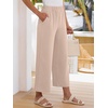 image:imageANRABESS Womens Summer PantsElastic Waist Wide Leg LightweightCasual for Office amp TravelLounge Beach Pants with PocketsApricot