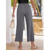 image:imageANRABESS Womens Summer PantsElastic Waist Wide Leg LightweightCasual for Office amp TravelLounge Beach Pants with PocketsDark Gray