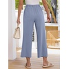 image:imageANRABESS Womens Summer PantsElastic Waist Wide Leg LightweightCasual for Office amp TravelLounge Beach Pants with PocketsGrey Blue