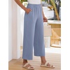 image:imageANRABESS Womens Summer PantsElastic Waist Wide Leg LightweightCasual for Office amp TravelLounge Beach Pants with PocketsGrey Blue