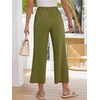 image:imageANRABESS Womens Summer PantsElastic Waist Wide Leg LightweightCasual for Office amp TravelLounge Beach Pants with PocketsOlive Green