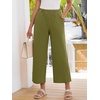 image:imageANRABESS Womens Summer PantsElastic Waist Wide Leg LightweightCasual for Office amp TravelLounge Beach Pants with PocketsOlive Green