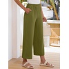 image:imageANRABESS Womens Summer PantsElastic Waist Wide Leg LightweightCasual for Office amp TravelLounge Beach Pants with PocketsOlive Green