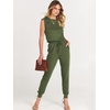 image:imageANRABESS Womens Summer Sleeveless Jumpsuits Casual Dressy Stretchy Crewneck Rompers One Piece Outfits Fall Fashion 2026Army Green