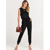image:imageANRABESS Womens Summer Sleeveless Jumpsuits Casual Dressy Stretchy Crewneck Rompers One Piece Outfits Fall Fashion 2026Black