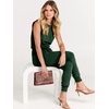 image:imageANRABESS Womens Summer Sleeveless Jumpsuits Casual Dressy Stretchy Crewneck Rompers One Piece Outfits Fall Fashion 2026Green