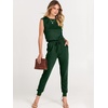 image:imageANRABESS Womens Summer Sleeveless Jumpsuits Casual Dressy Stretchy Crewneck Rompers One Piece Outfits Fall Fashion 2026Green