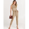 image:imageANRABESS Womens Summer Sleeveless Jumpsuits Casual Dressy Stretchy Crewneck Rompers One Piece Outfits Fall Fashion 2026Khaki