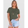 image:imageANRABESS Womens Summer Waffle Knit Tops  Soft Comfy Breathable Shirts Crew Neck Short Sleeve Casual Trendy Basic Tee 2026 Summer OutfitsArmy Green