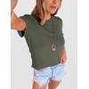 image:imageANRABESS Womens Summer Waffle Knit Tops  Soft Comfy Breathable Shirts Crew Neck Short Sleeve Casual Trendy Basic Tee 2026 Summer OutfitsArmy Green