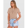 image:imageANRABESS Womens Summer Waffle Knit Tops  Soft Comfy Breathable Shirts Crew Neck Short Sleeve Casual Trendy Basic Tee 2026 Summer OutfitsKhaki