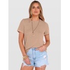 image:imageANRABESS Womens Summer Waffle Knit Tops  Soft Comfy Breathable Shirts Crew Neck Short Sleeve Casual Trendy Basic Tee 2026 Summer OutfitsKhaki