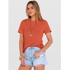 image:imageANRABESS Womens Summer Waffle Knit Tops  Soft Comfy Breathable Shirts Crew Neck Short Sleeve Casual Trendy Basic Tee 2026 Summer OutfitsOrange