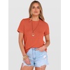 image:imageANRABESS Womens Summer Waffle Knit Tops  Soft Comfy Breathable Shirts Crew Neck Short Sleeve Casual Trendy Basic Tee 2026 Summer OutfitsOrange