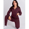 image:imageANRABESS Womens Two Piece Outfits Sweater Lounge Sets Long Sleeve Zip Up Knit Pullover Jogger Pants Tracksuit Travel OutfitsBurgundy