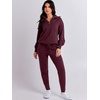 image:imageANRABESS Womens Two Piece Outfits Sweater Lounge Sets Long Sleeve Zip Up Knit Pullover Jogger Pants Tracksuit Travel OutfitsBurgundy