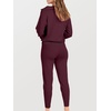 image:imageANRABESS Womens Two Piece Outfits Sweater Lounge Sets Long Sleeve Zip Up Knit Pullover Jogger Pants Tracksuit Travel OutfitsBurgundy
