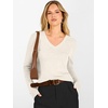 image:imageANRABESS Womens V Neck Wool Blend Knit Lightweight Sweater  Soft Long Sleeve Pullover Tops Basic Silm Fit Versatile Business Casual Office Outfits Cozy Daily Wear Fall WinterCream White
