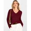 image:imageANRABESS Womens V Neck Wool Blend Knit Lightweight Sweater  Soft Long Sleeve Pullover Tops Basic Silm Fit Versatile Business Casual Office Outfits Cozy Daily Wear Fall WinterWine Red
