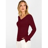 image:imageANRABESS Womens V Neck Wool Blend Knit Lightweight Sweater  Soft Long Sleeve Pullover Tops Basic Silm Fit Versatile Business Casual Office Outfits Cozy Daily Wear Fall WinterWine Red
