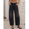 image:imageANRABESS Womens Wide Leg Barrel Jeans  Mid Rise Ankle Length Denim PantsGoing Out Y2K StreetwearCasual Baggy Relaxed Fit Boyfriend StyleFall SpringBlack