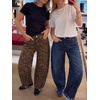 image:imageANRABESS Womens Wide Leg Barrel Jeans  Mid Rise Ankle Length Denim PantsGoing Out Y2K StreetwearCasual Baggy Relaxed Fit Boyfriend StyleFall SpringLeopard