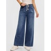 image:imageANRABESS Womens Wide Leg Jeans High Waisted Trendy Drawstring Denim Pants Casual Relaxed Fit Trouser with Pockets Navy Blue Small