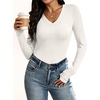 image:imageANRABESS Womens Wool Blend Long Sleeve V Neck Shirts  Comfy Soft Top Slim Fit Knit Daily Travel Going Out Clothes Basic Casual Fall Spring Transition OutfitsWhite