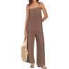 image:imageANRABESS Womens 2 Piece Summer Sets Casual Sleeveless Top and Wide Leg Pants Set Loose Loungewear Vacation Travel OutfitsBrown
