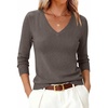 image:imageANRABESS Womens V Neck Wool Blend Knit Lightweight Sweater  Soft Long Sleeve Pullover Tops Basic Silm Fit Versatile Business Casual Office Outfits Cozy Daily Wear Fall WinterDark Taupe
