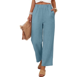 image:imageANRABESS Womens Summer PantsElastic Waist Wide Leg LightweightCasual for Office amp TravelLounge Beach Pants with PocketsLake