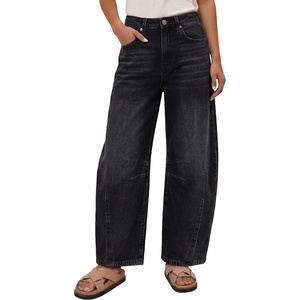 image:imageANRABESS Womens Wide Leg Barrel Jeans  Mid Rise Ankle Length Denim PantsGoing Out Y2K StreetwearCasual Baggy Relaxed Fit Boyfriend StyleFall SpringBlack